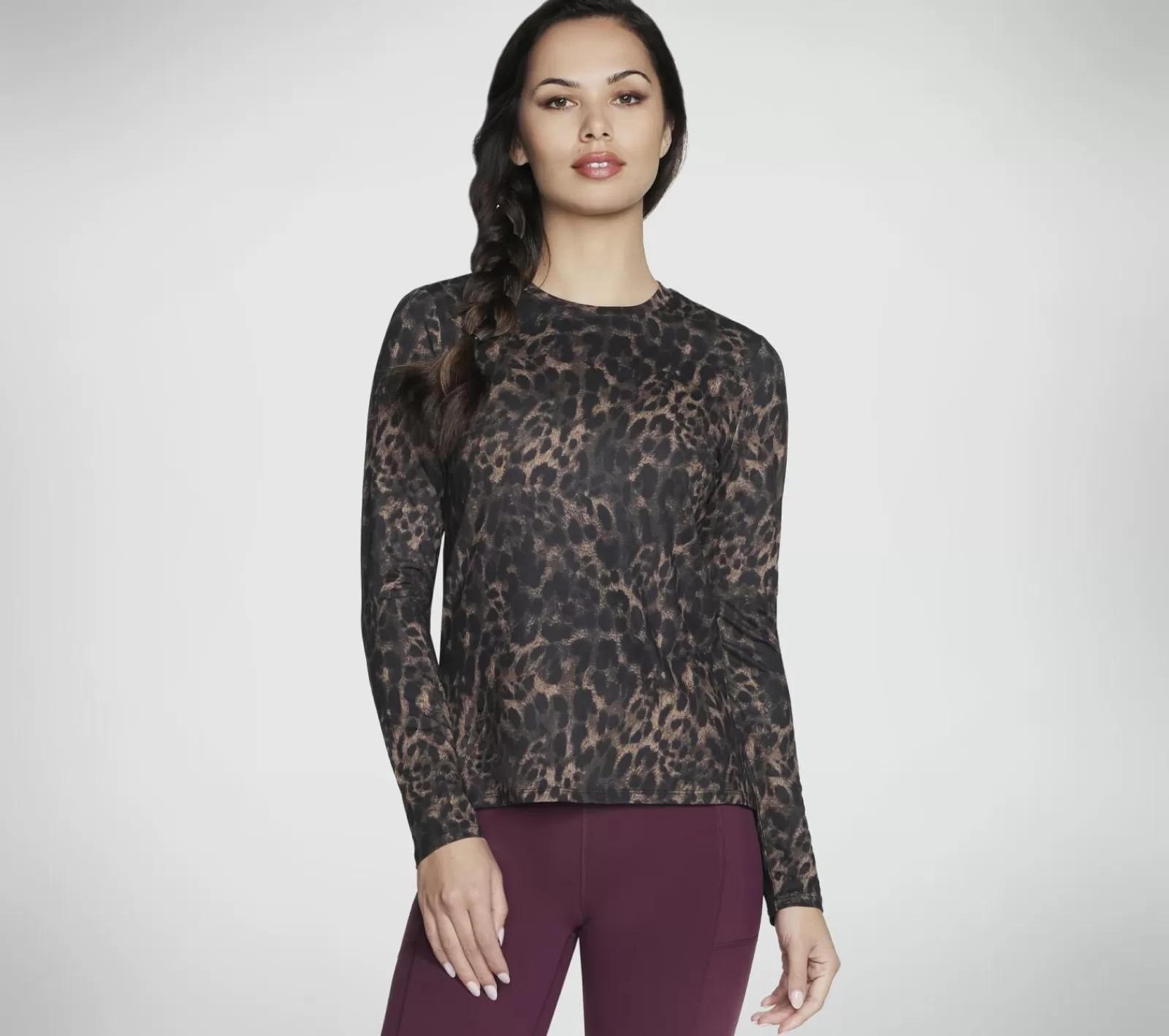 GO DRI Serene Cheetah Long Sleeve | SKECHERS New